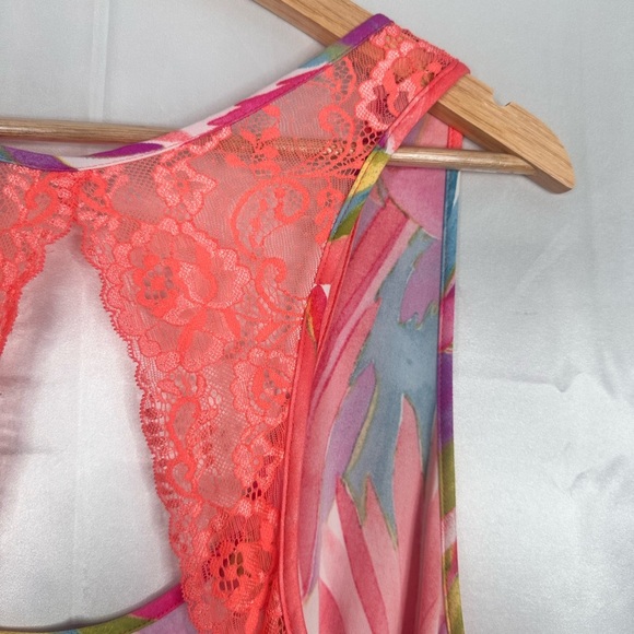 Secret Treasures Vibrant Pink and Orange Sleep Dress Knit Chemise w Lace Sz 3X - Picture 7 of 9